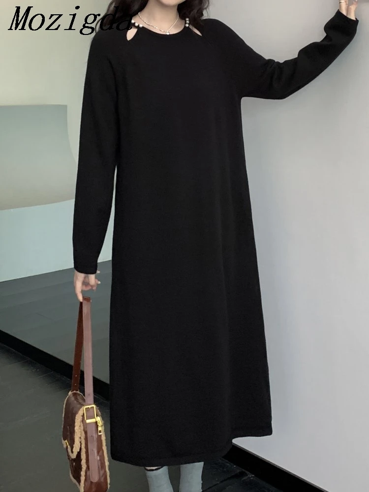 秋冬ニットオーバーサイズドレス女性韓国ルーズシック長袖ミディドレス女性レディースドレス Vestidos