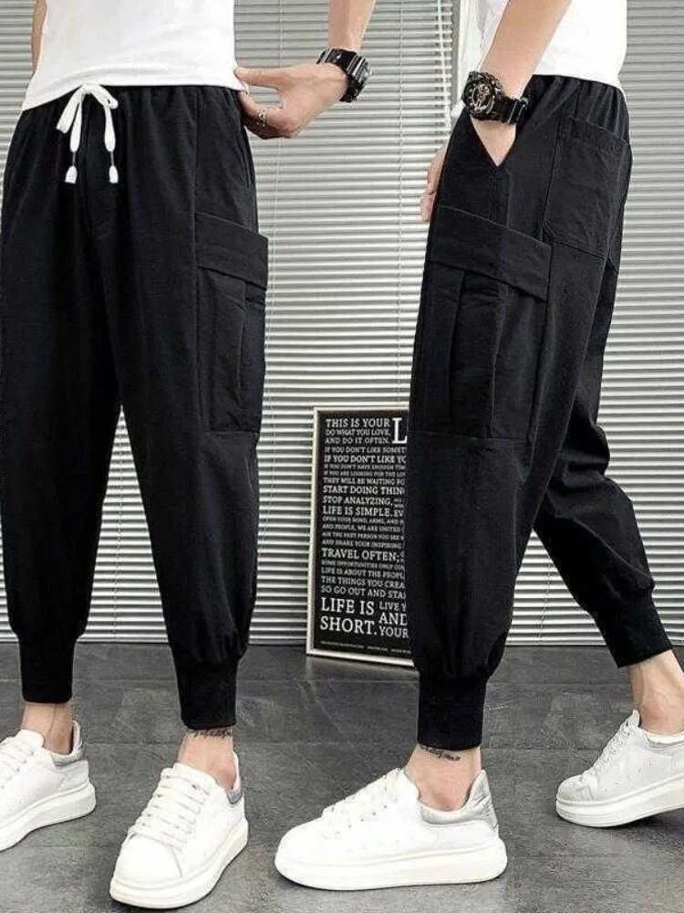 

Мужские повседневные брюки-харланы для весны и осени, рабочая одежда, стильные облегающие спортивные брюки, корейская версия, Ins Haome Harem...