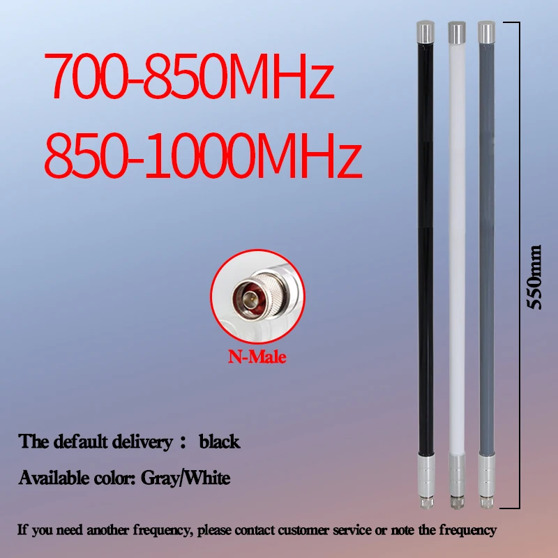 

700-850MHz 800-900MHz 850-1000MHz 900-1050MHz Antenna Omni high-gain FRP antenna N Male jammer module Antenna power 50W