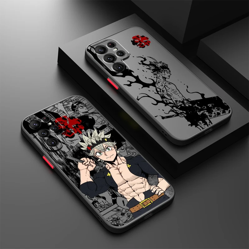 Black Clover Anime For Samsung S24 S23 S22 S21 S20 S10 FE Note 20 10 Ultra Lite Plus Frosted Translucent Phone Case