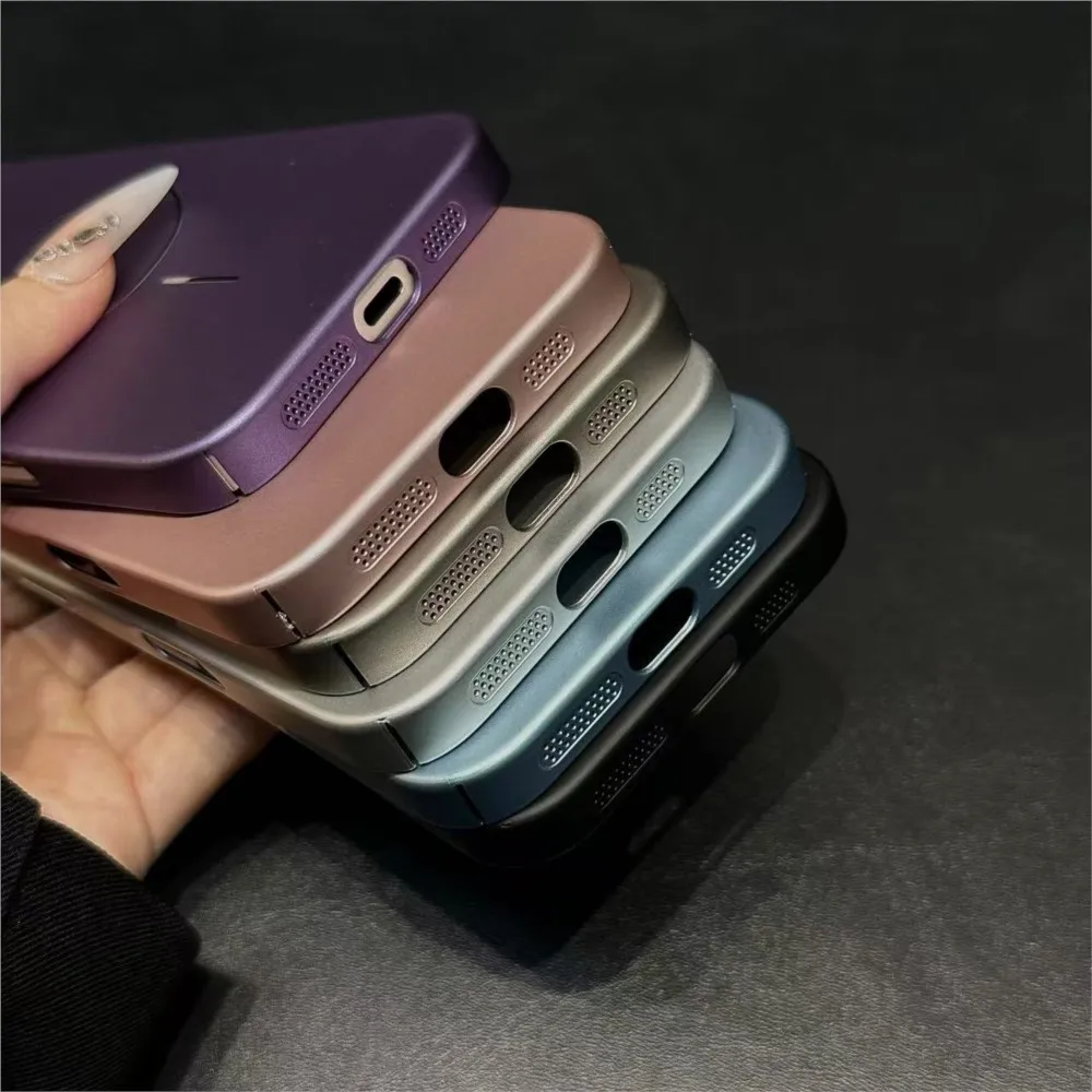 Cat Metalik Tipis Magnetik untuk Casing Magsafe untuk iPhone 16 15 14 13 Pro Max Perlindungan Lensa Penutup PC Tahan Benturan Pengisi Daya Nirkabel