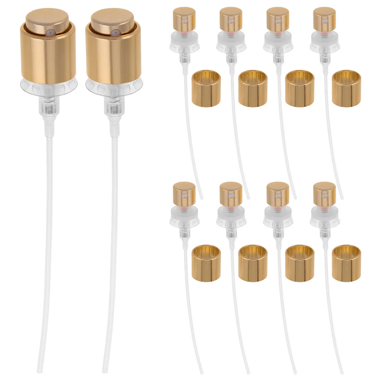 

12Pcs Perfume Bottle Spray Nozzle Gold Edge Replacement Plastic Mist Sprayer Pump Fine Atomization Travel Essential Oil Sprayer