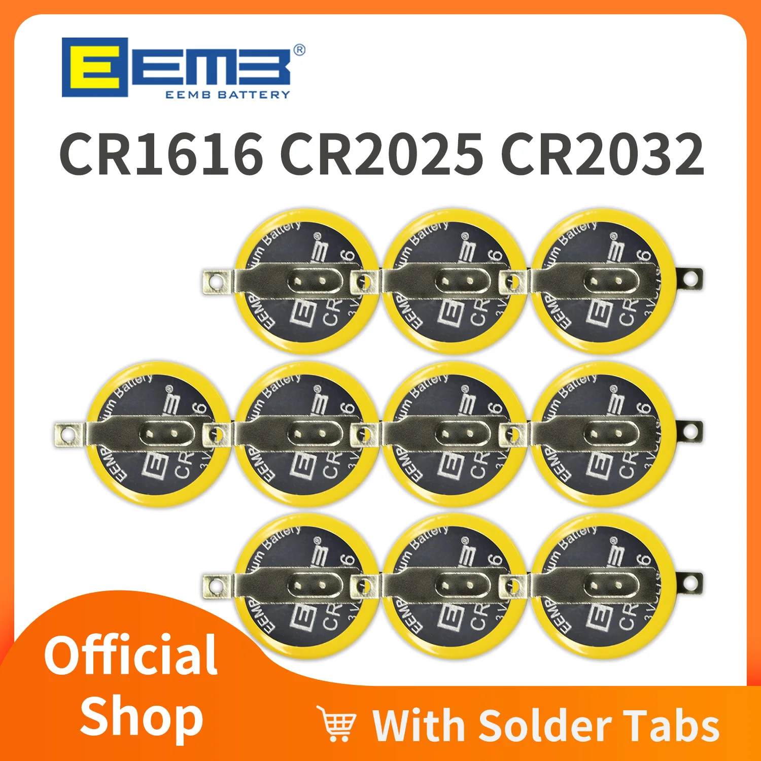 EEMB 10PCS CR1616แบตเตอรี่ Solder Tabs CR1616 CR2025 CR2032แบตเตอรี่ใช้งานร่วมกับ Gameboy สี Gameboy Advance กล่องเกม