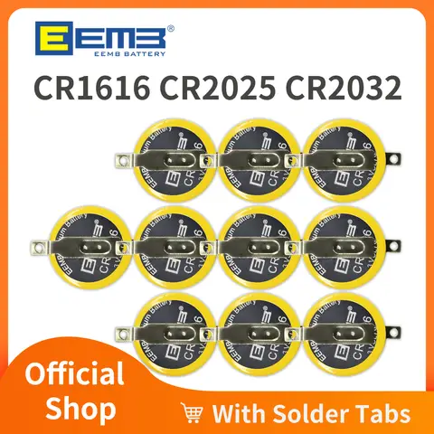 EEMB 10PCS CR1616 Battery With Solder Tabs CR1616 CR2025 CR2032 Battery Compatible with Gameboy Color Gameboy Advance game box