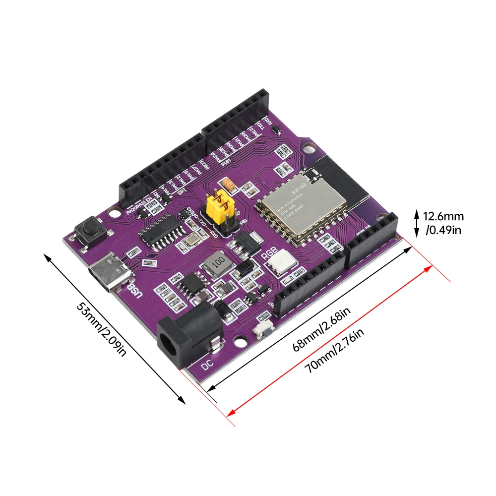BW16 Development Board WiFi BT5.0 Dual Band ARM Cortex-M4F Cortex-M0 Dual Core MCU PCB/IPEX Antenna