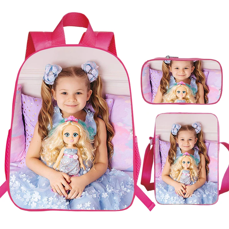 Diana Print Children Backpack 3pcs Set Small Pink Kindergarten Bags Kids Diana Show School Bags for Girls Baby Softback Backpack