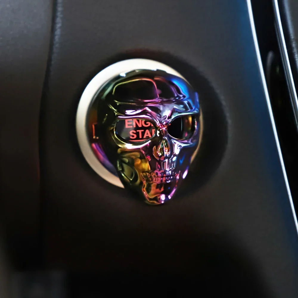 1 Car One-key Start Stop Button Cover Skull Switch Protection Decoration Cover Interior Decoration Sticker Auto Accessories