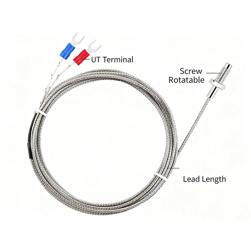1Pcs Thermocouple 1/2/3/4/5meter M6 E / M8 K Type Screw Probe Sensor Temperature Controller 0-400°C Industrial Thermometer