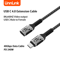 Unnlink 40Gbps USB C 4.0 Extension Cable 8K@60HZ 240W PD Charging type c cable Male to Female Thunderbolt 3 4 Laptop cable