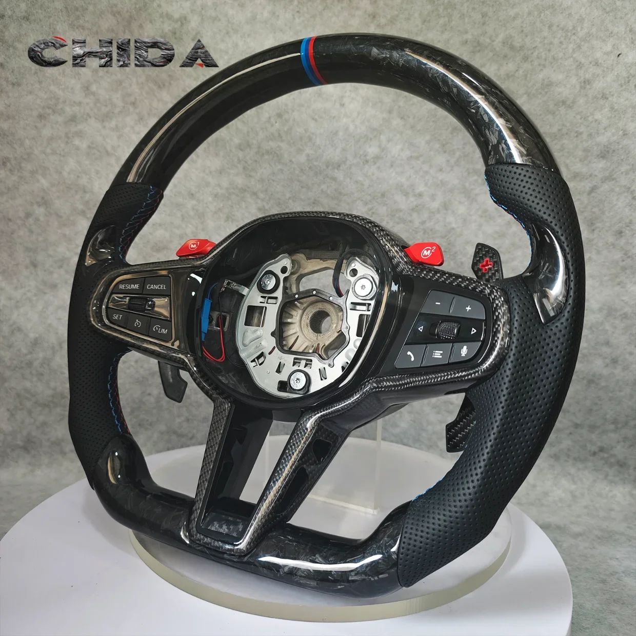 عجلة القيادة الجلدية الرياضية الجديدة CS M4 B-M-W من ألياف الكربون مناسبة لسلسلة 1234567 X3 X4 X5 X6 X7 F10 F30