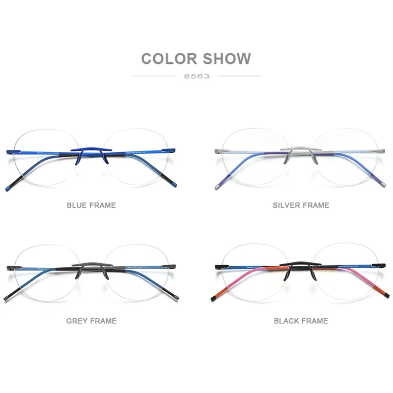 FONEX Pure Titanium Glasses Frame Women Brand Design Rimless Round Eyeglasses Men Japanese Ultralight High-Quality Eyewear 8563