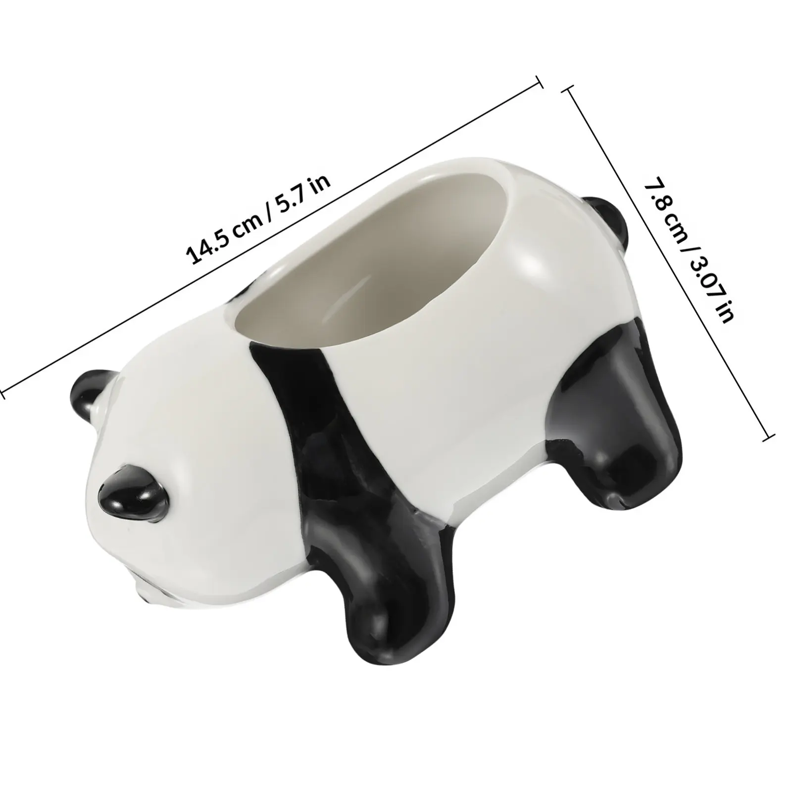 3Pcs Panda Shape Ceramic Succulent Pots Small Cactus Planters Cute Animal Flowerpots for Desk Windowsill Bookshelf Home Garden