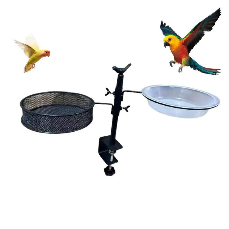 

Railing Clamp Bird Feeder Adjustable Height Deck Bird Feeders With Clamp Bird Feeding Station Flower Pot Stand Rust-Proof For