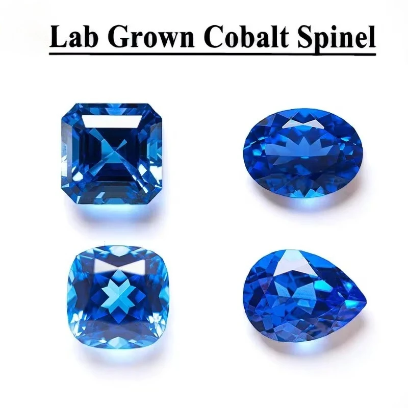 Top Lab Grown Cobalt Spinel Multiple shapes Combination chain Selectable Certificate Charms for Jewelry Making