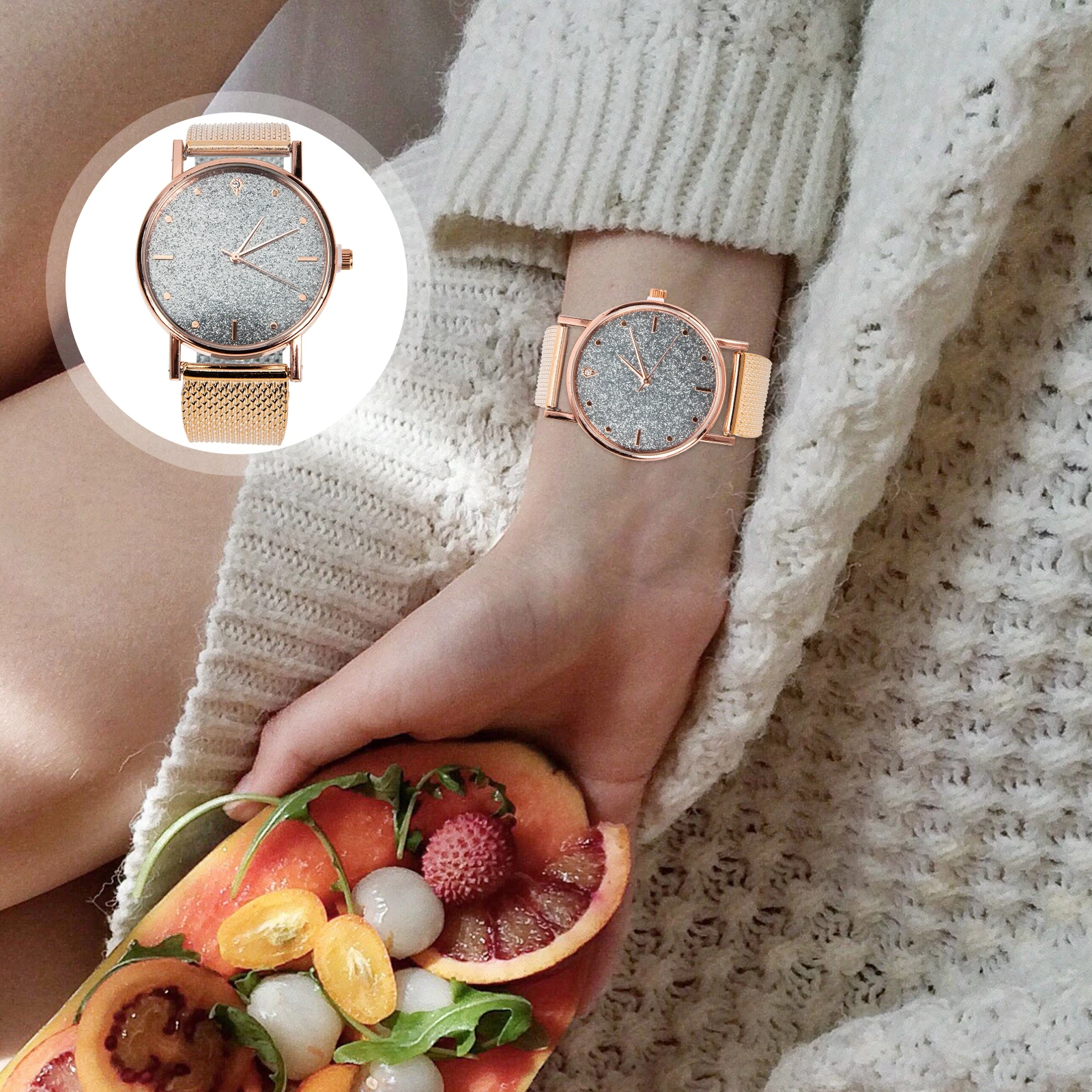 

Fashion Women Quartz Watch Business Wrist Watch Silicone Band Hypoallergenic Adjustable Lightweight Accurate Mechanical Movement