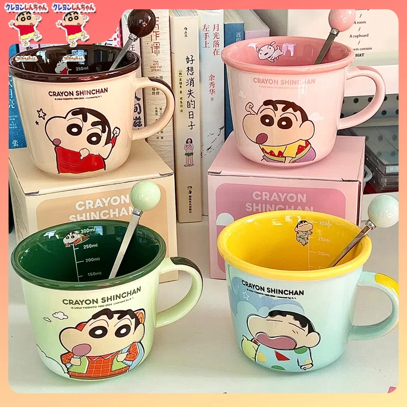 New Authentic Crayon Shin-Chan Ceramic Cup Series Cartoon Cute Nohara Shinnosuke Coffee Milk Mark Cup Boys Girls Gifts