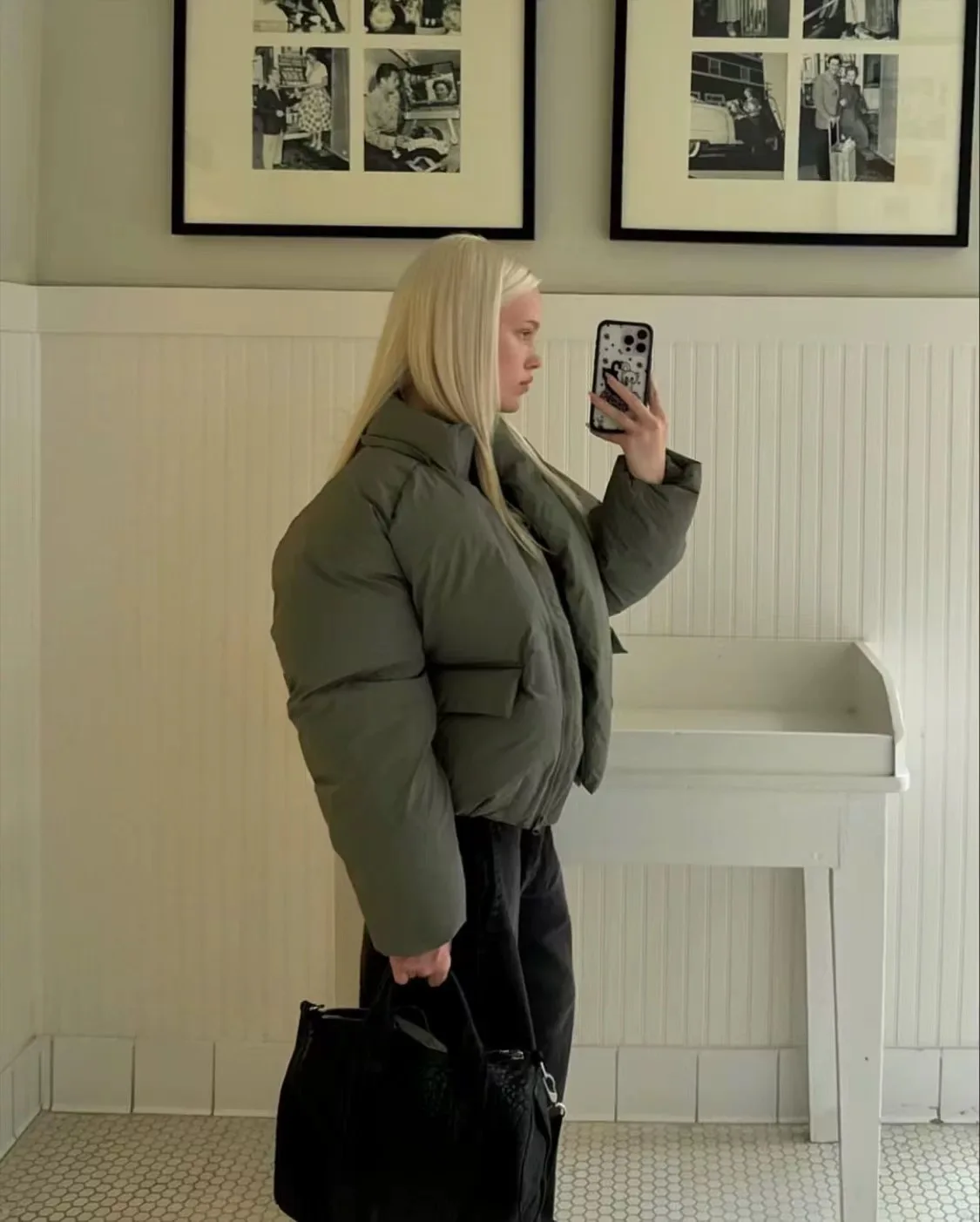 KHY~Kylie نفس سترة قطنية بغطاء للرأس باللون الأخضر الزيتوني على شكل سحاب معطف خبز دافئ سميك #3