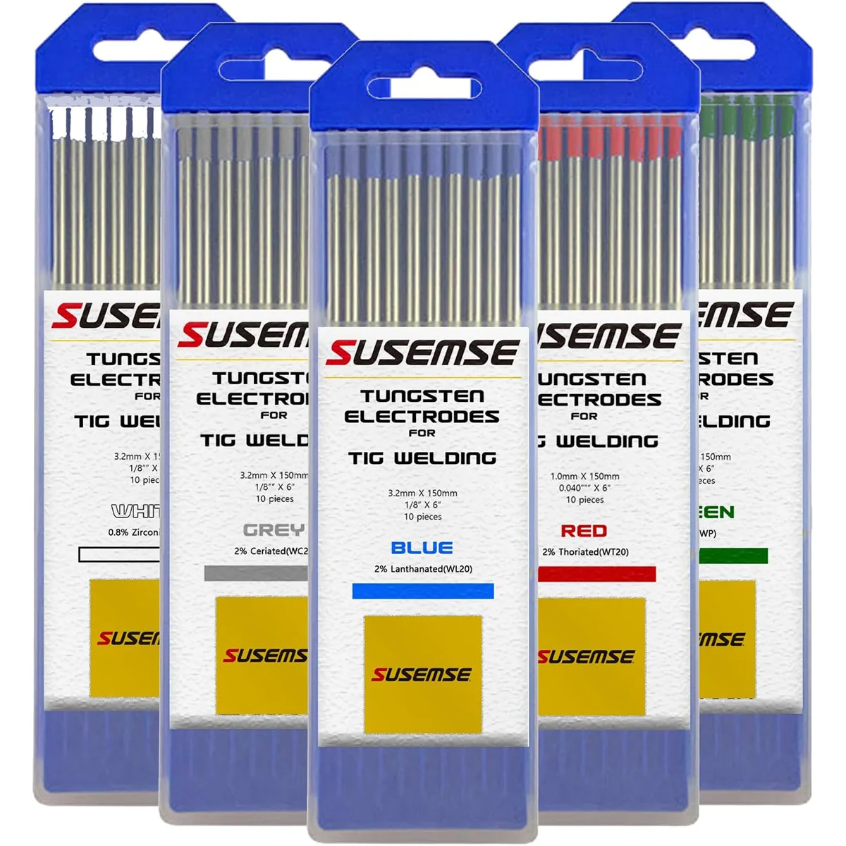 

⭐SUSEMSE⭐ 10pcs 1.0/1.6/2.0/2.4/3.2/4.0mm Tungsten Electrode WT20 WC20 WL20 WL15 WP E3 WZ8 Tig Welding Rod TIG/ Lift TIG Weldi