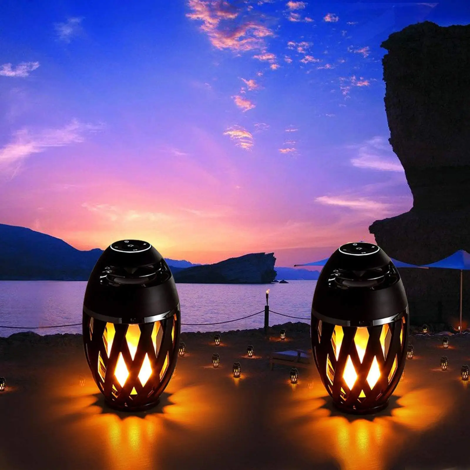 

LED Flame Table Lamp Atmosphere Bluetooth Speaker Wireless Outdoor