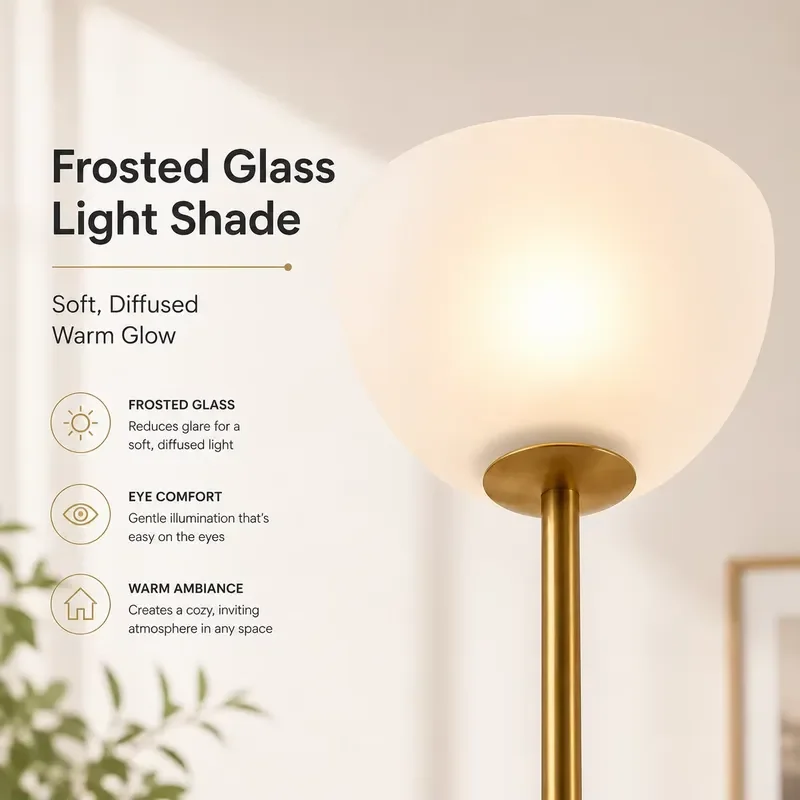 YH Modern Solar-Powered Outdoor Floor Lamp LED Path Light with Frosted Glass Shade Rechargeable Waterproof Floor Standing