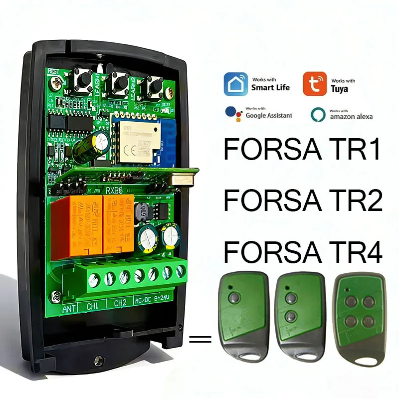 

Для FORSA TR1 TR2 TR4 гаражный брелок с дистанционным управлением TUYA WIFL умный приемник переключатель открывания ворот команда 7-32 В 85-250 В 433,92 МГц