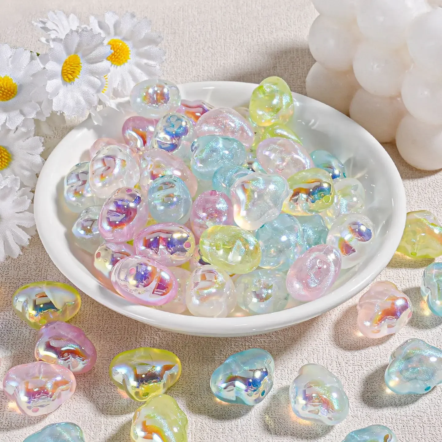 10pcs Scattered Pearl Cloud Beads Bead Resin Accessories DIY Accessories Mobile Phone Chain Bracelet