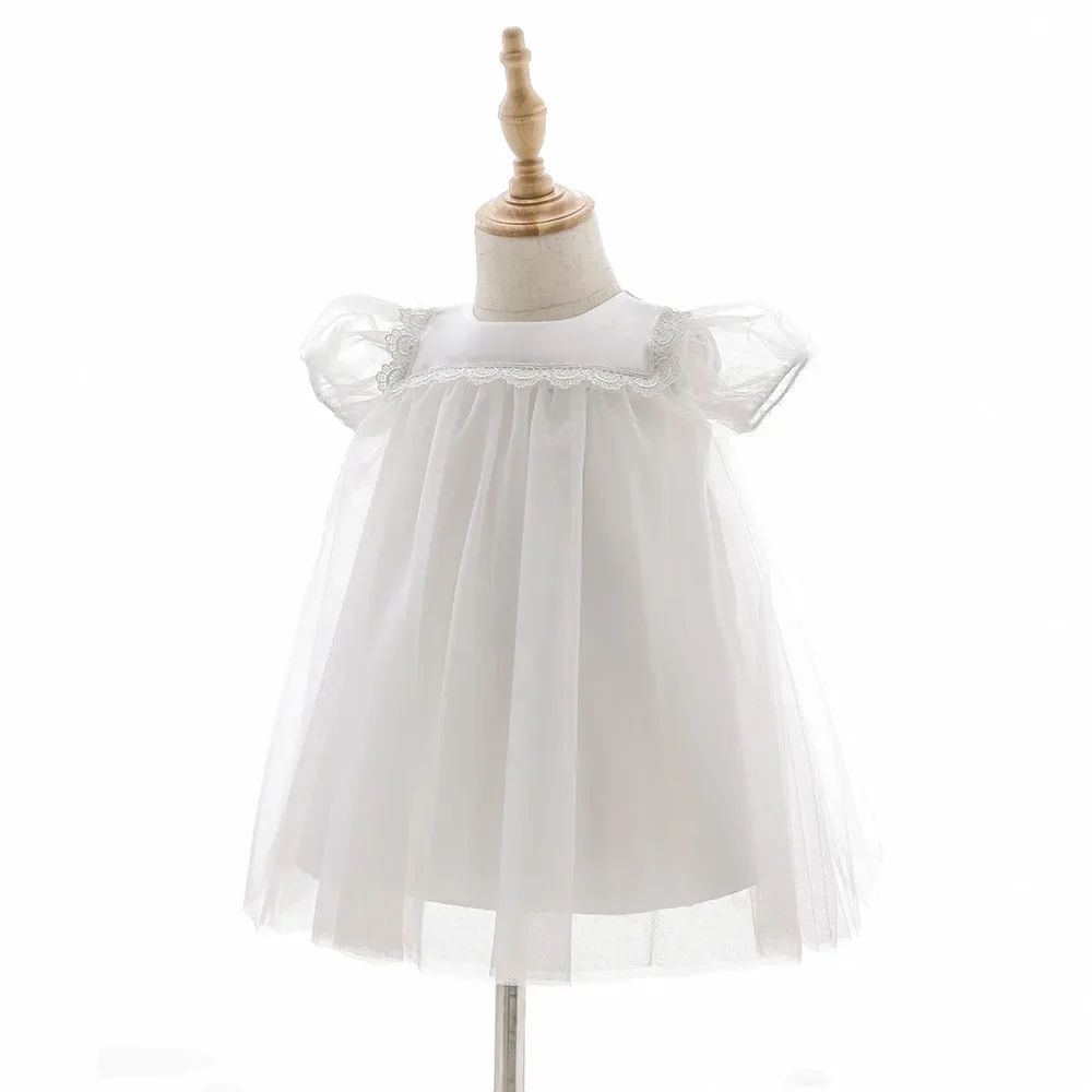 Fairy Princess Toddler Girl Dress Puff Sleeve Lace Christening One Piece Birthday Gown for Baby 0-2Y