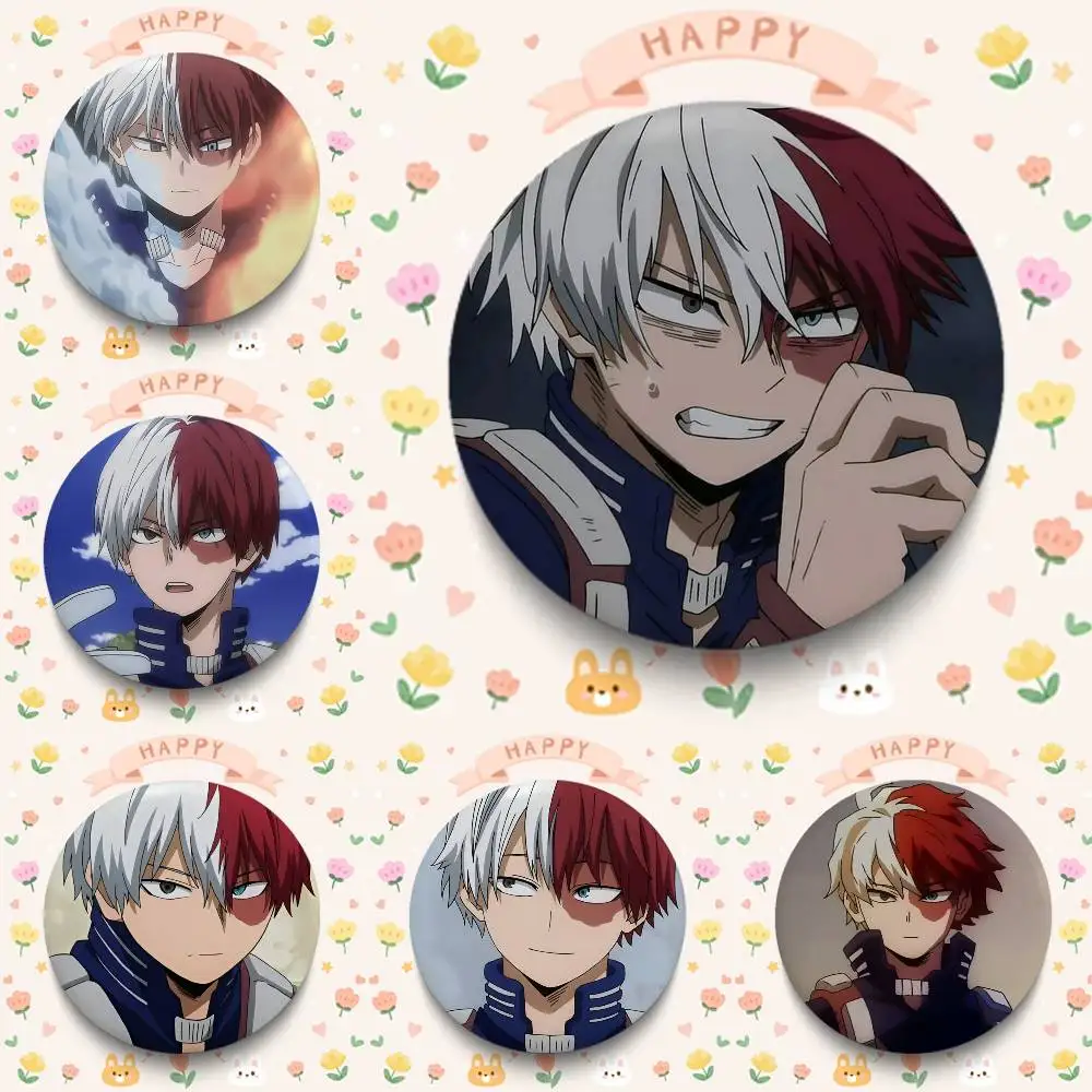 1pc Cartoon Character Shoto Todoroki Badges 25 32 44 58 75 mm Round Cosplay Pin Bag Decor Fans Collect Friends Gifts Brooch Souv