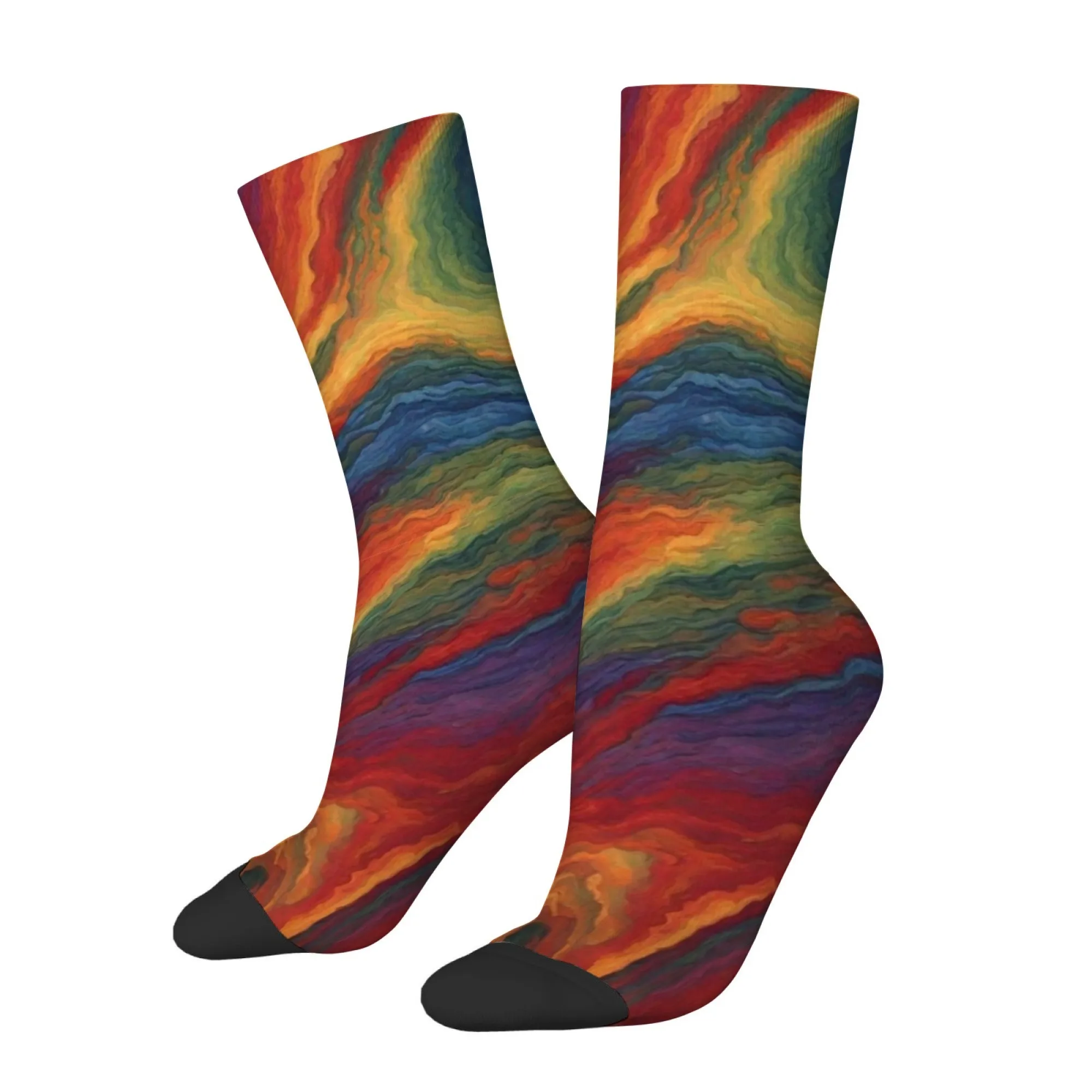 Abstract Color Fluid Art Men's Socks Minimalist Personality Comfortable Breathable Non-slip Casual Socks Holiday Party Gifts
