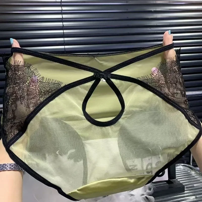 

Summer Panties Antibacterial Crotch New Sexy Pure Lace Hollowed Out Without Buttocks Girls Large Size Briefs Women's Underwear