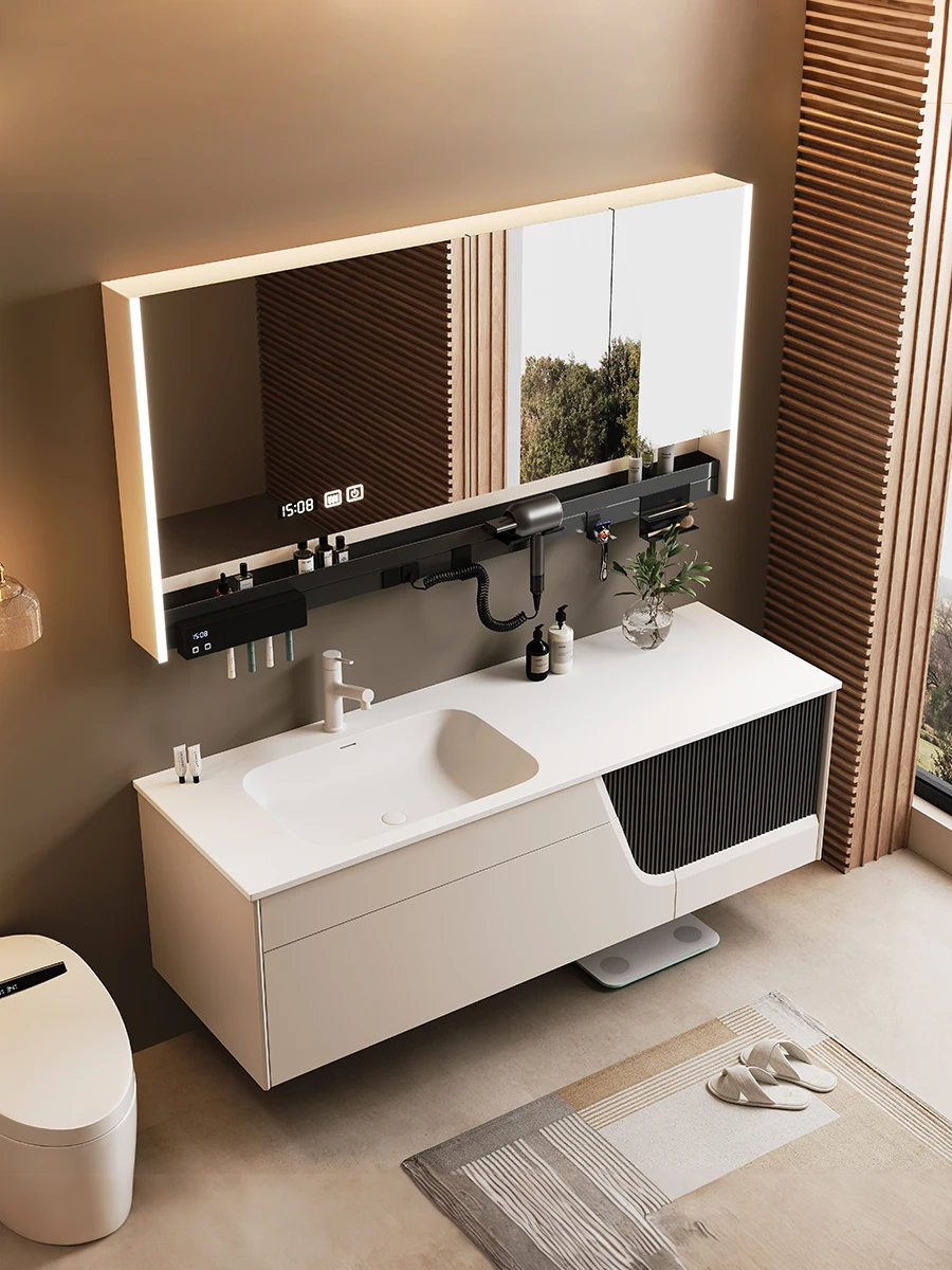 Integrated basin skin feeling cream wind bathroom cabinet combination face wash hand basin toilet washstand