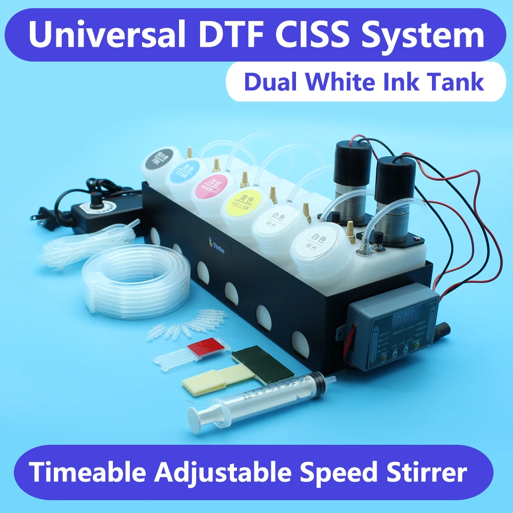 Universal DTF CISS Dual White Ink Tank Shake For Epson Convert Kit DTF Printer L18050 L8050 ET8550 XP15000 L1800 L805 Ink System