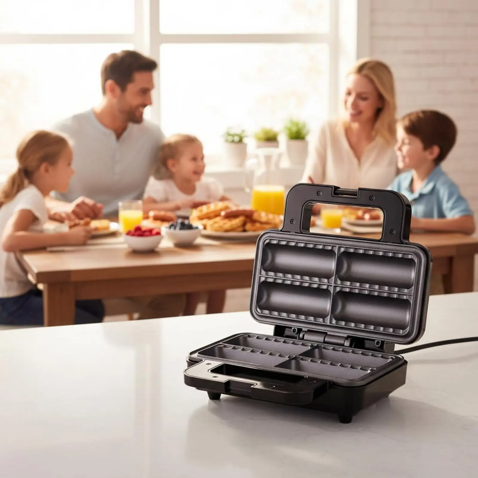 

Electric Frankfurter Roll Cooker Double-Sided Heating Frankfurter Roll Preparer Non-Stick Frankfurter Baker Easy to Clean Corn