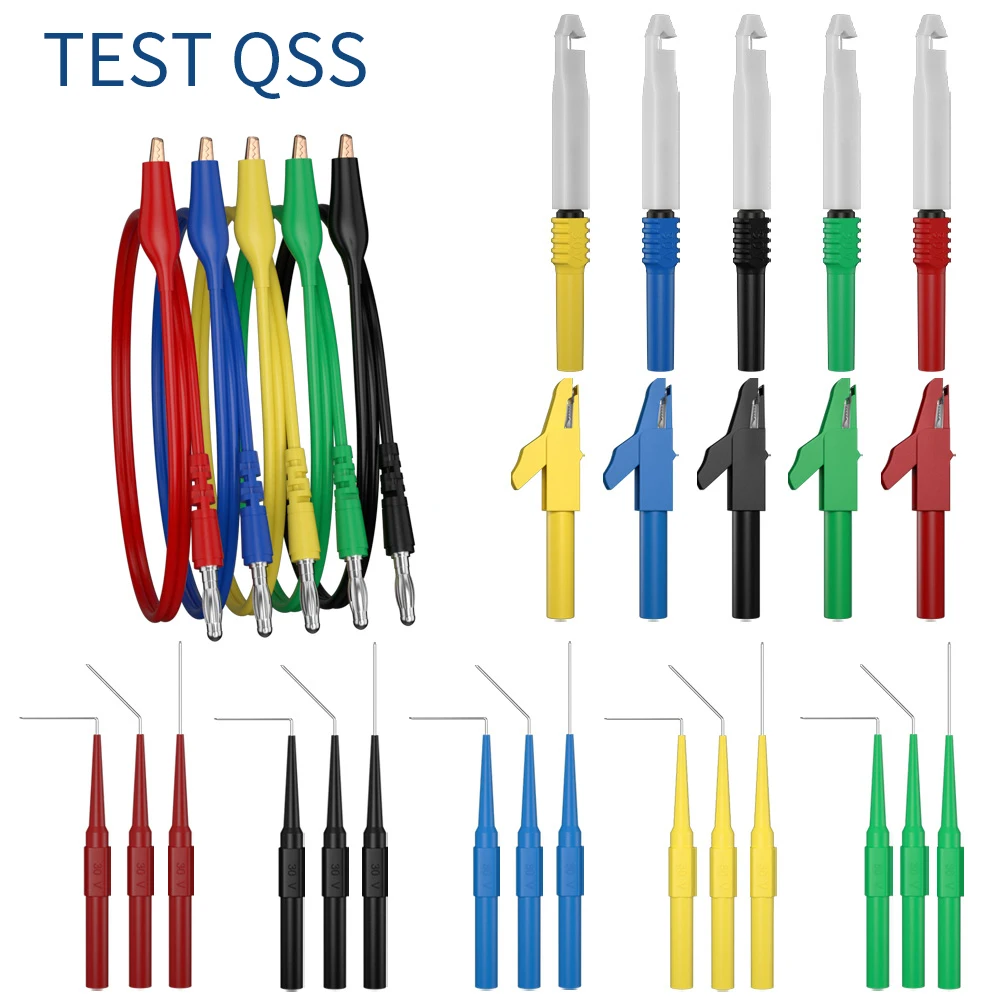 Kit di puntali per multimetro digitale QSS Clip a coccodrillo a spina a Banana da 4MM con Kit di sonde posteriori per sonda di prova Q.T8009