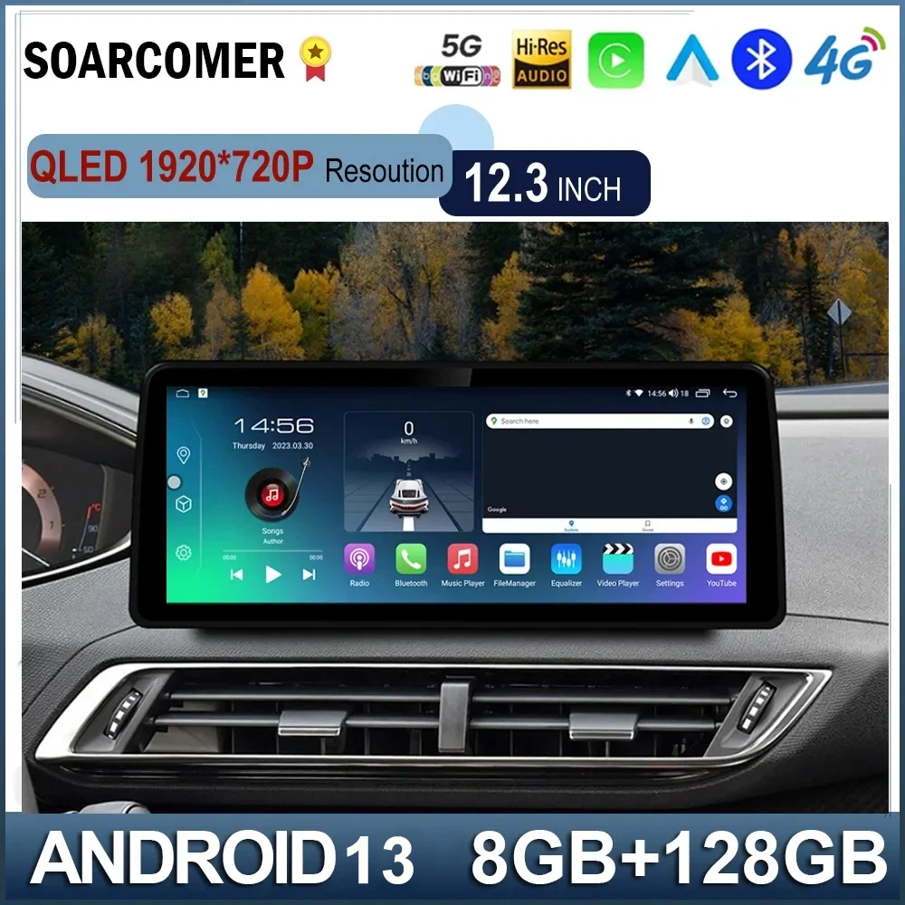 

12.3 Inch Android 13 Carplay GPS Navigation For Peugeot 4008 5008 3008 Stereo Radio Multimedia Player Auto Audio Head Unit