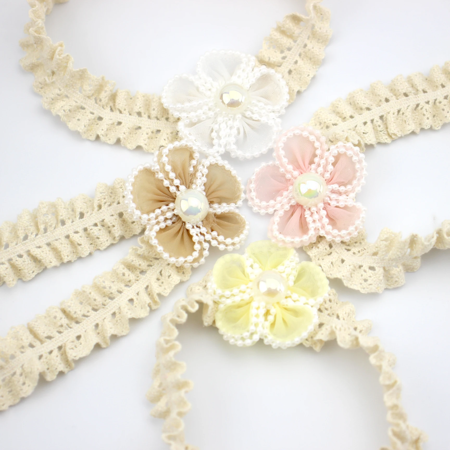 Lace Headband Mesh Flower Baby Girl Princess Children Pearl Headband Large Pearl Flower Headband Infant Photoprop Korea Hairband