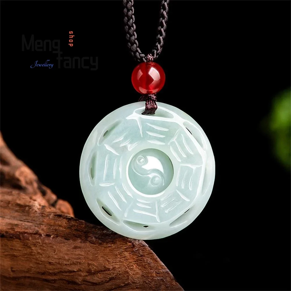 

Natural Myanmar A-goods Jadeite Taiji Gossip Transit Peace Button Jade Pendant Exquisite Fashion Jewelry Best Selling Mascots