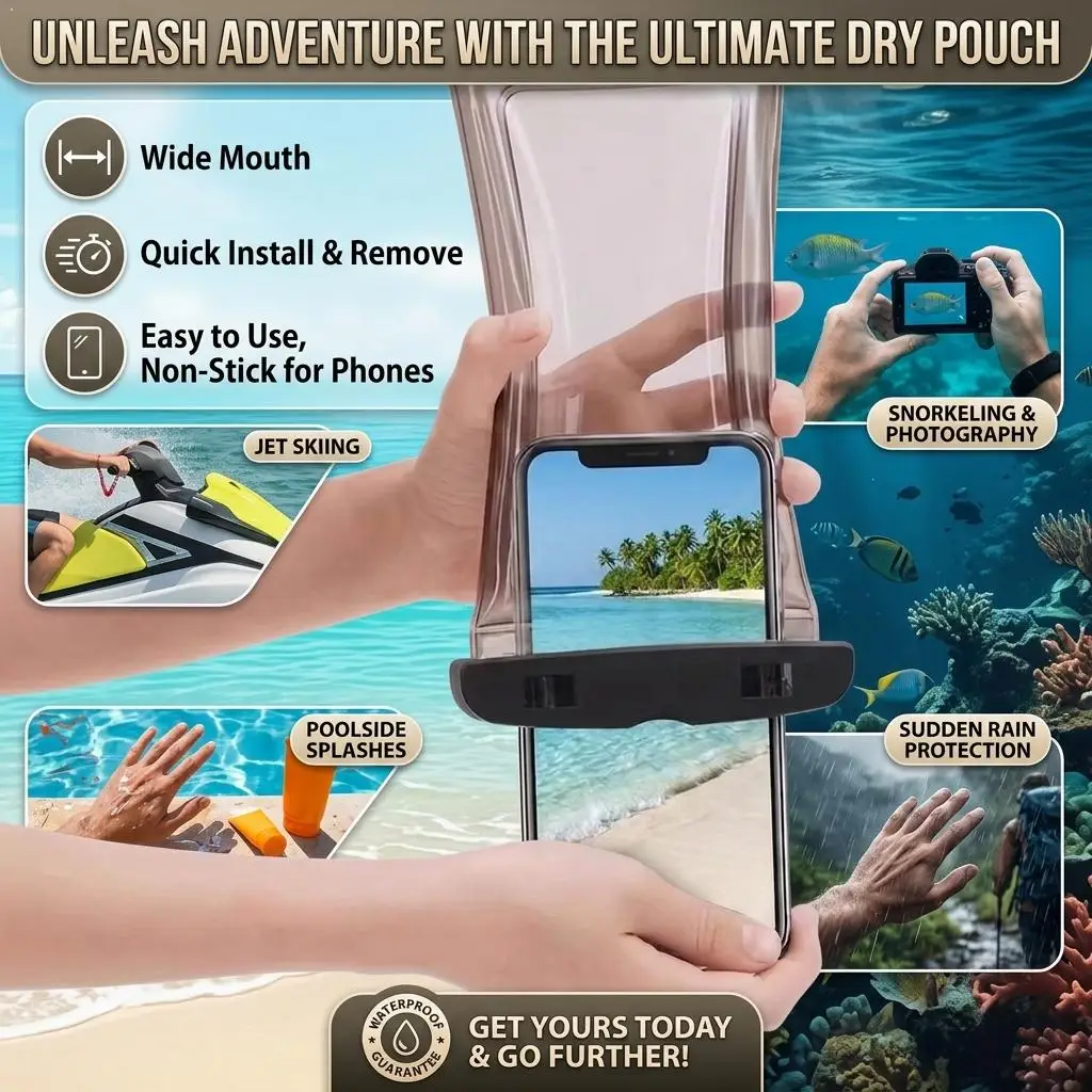 Clear Waterproof Phone Case Dry Bag Pouch For IPhone Smartphone Outdoor Swimming Pool Beach Traveling Water Sports Accessories