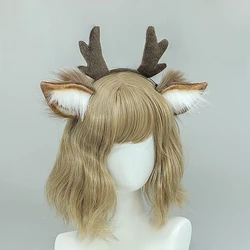 Unisex Reindeer Antler Headband Cosplay Deer Ear Head Hoop Lolita Christmas Party Headpiece Festival Headwear