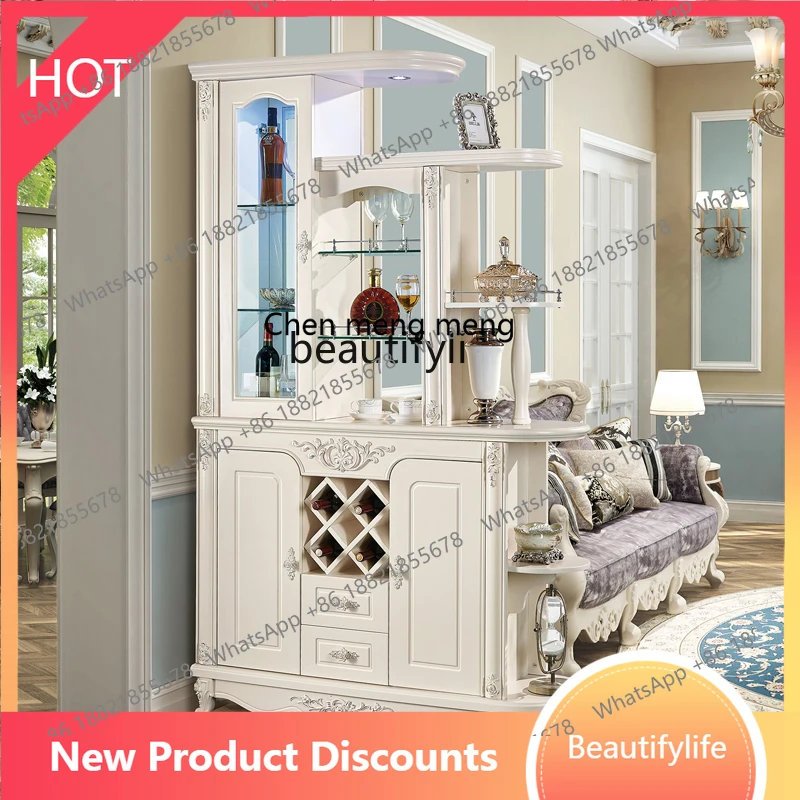 

European-style entrance partition wine cabinet screen shoe cabinet integrated double-sided room hall decorative cabinet simple