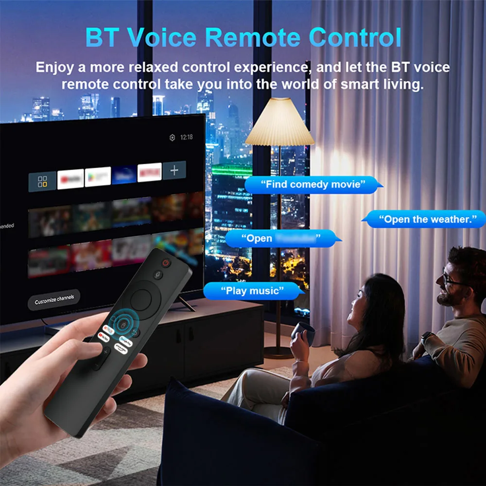 Velec صندوق التلفزيون الذكي مع جهاز التحكم عن بعد الصوتي Android 14 2 + 16 GB معالج رباعي النواة لمشغل الوسائط الترفيهي المنزلي NETFLIX Youtube