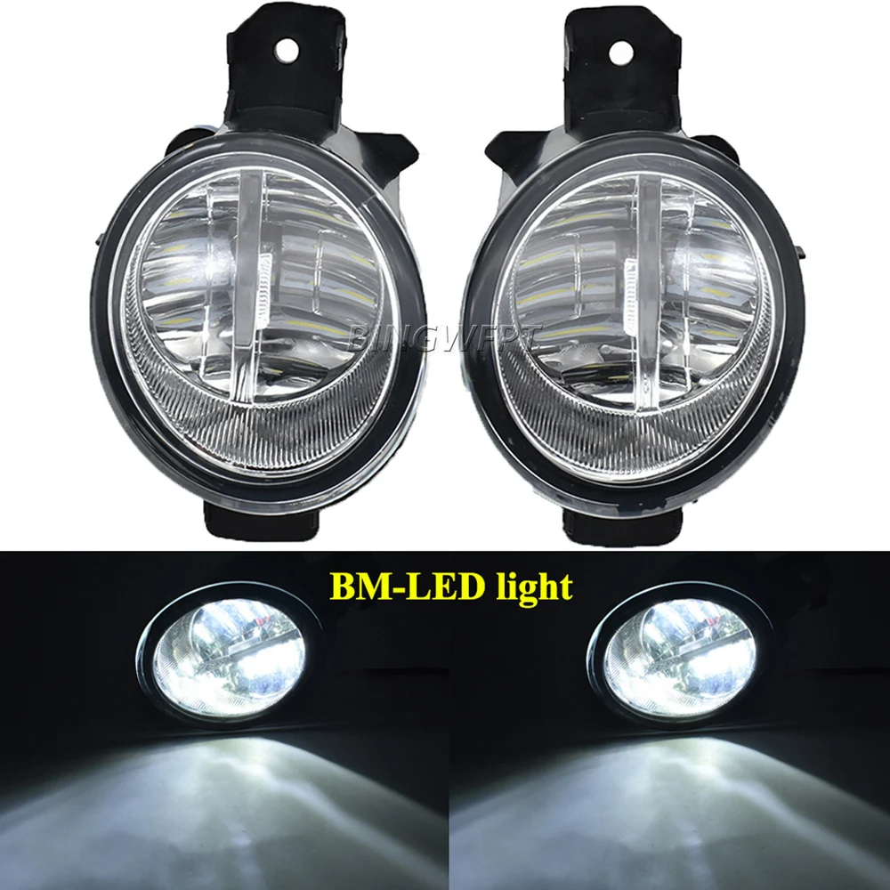 LED Fog Lamps Fog Light Car Front Bumper Fog Lamp DRL 12V Daytime Running FogLights For Renault Clio 2 II Hatchback Van 1998-04