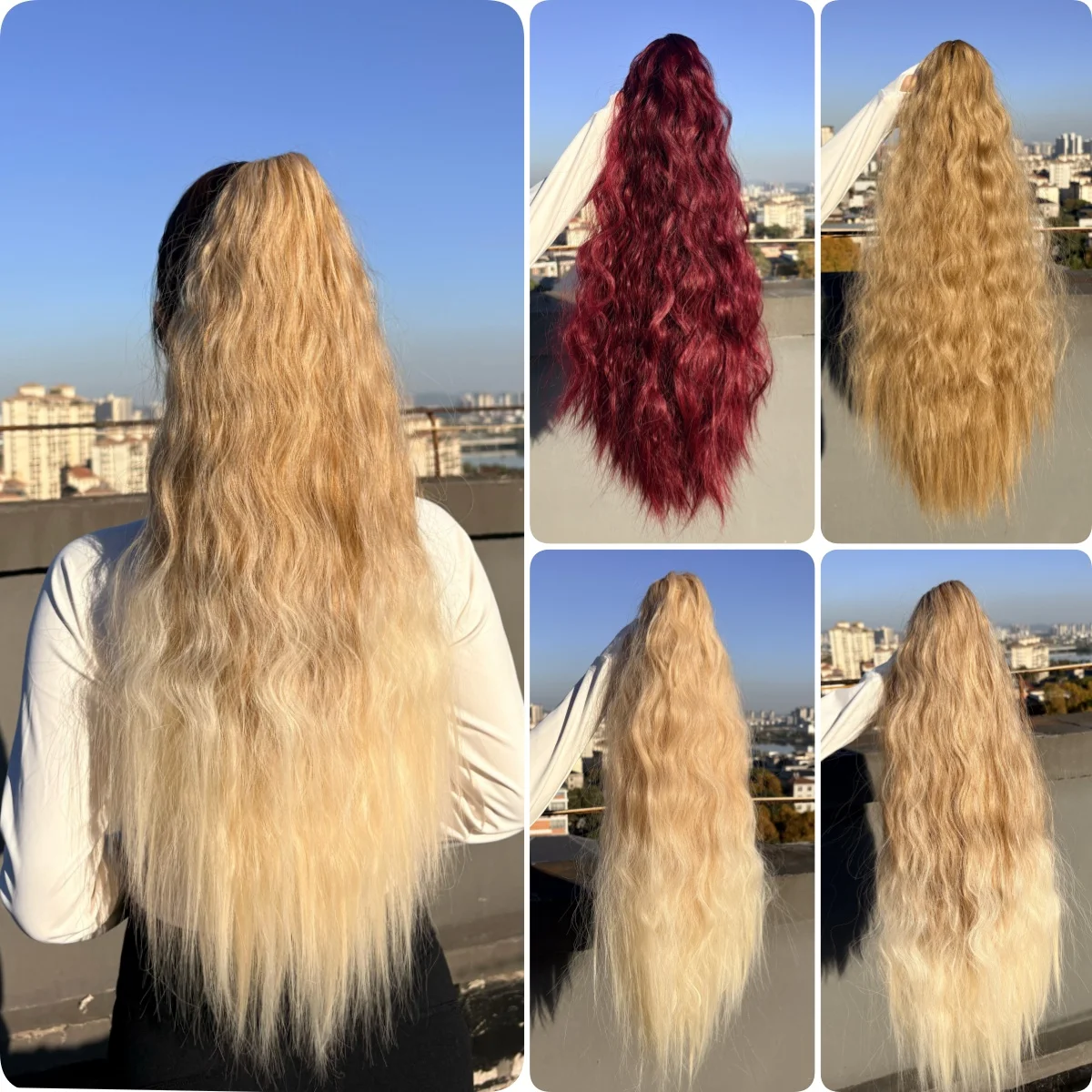 

Женский 26-дюймовый длинный волнистый хвост с волнистыми концами, натуральное термостойкое волокно, легко носить, добавляет объем, не спутывается, подходит