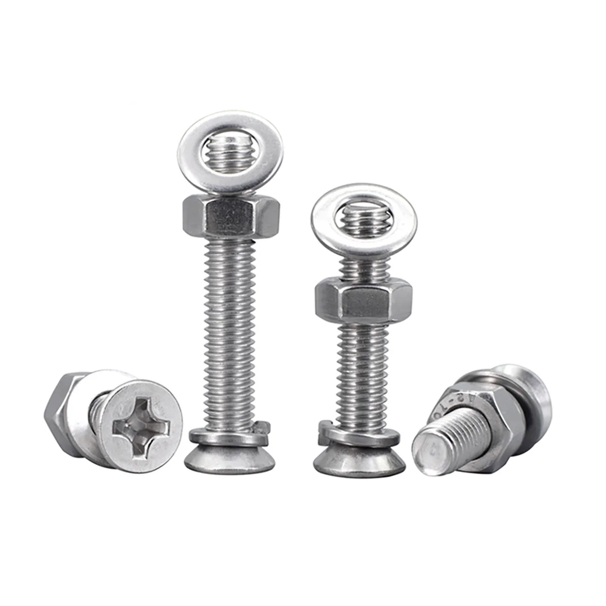 304 SS Phillips Countersunk / Flat Head Screw Nut Flat Washer Spring Washer Set