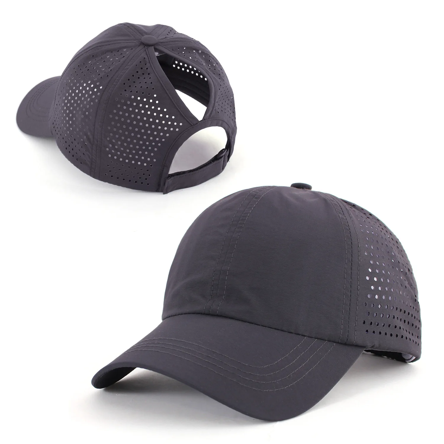Schnell trocknender Zungenhut für Damen, atmungsaktives Mesh-Mütze für Herren, Sommer, UV-Schutz, cool bleiben, stilvoll, verstellbar, Pferdeschwanz-Mütze – Detail 13