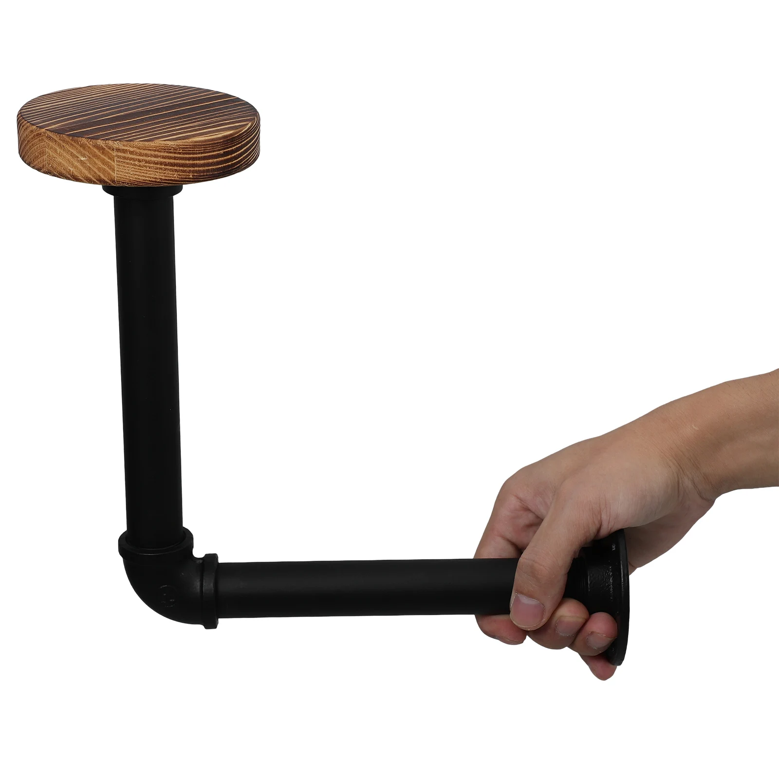 

Metal Pipe Wood Wall-Mounted Hat Rack Modern Minimalist Waterfall Shelf Motorcycle Holder Jacket Cap Organizer Display