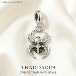 Spider Dangle Charm Pendant Nature High Quality 925 Sterling Silver Vintage Jewelry Gift For Women Men