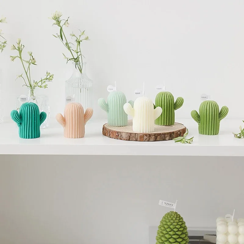 Cactus Plant Shape Silicone Candle Mold DIY Aromatherapy Soap Gypsum Resin Mold Fudge Cake Chocolate Mold Candle Making Supplies