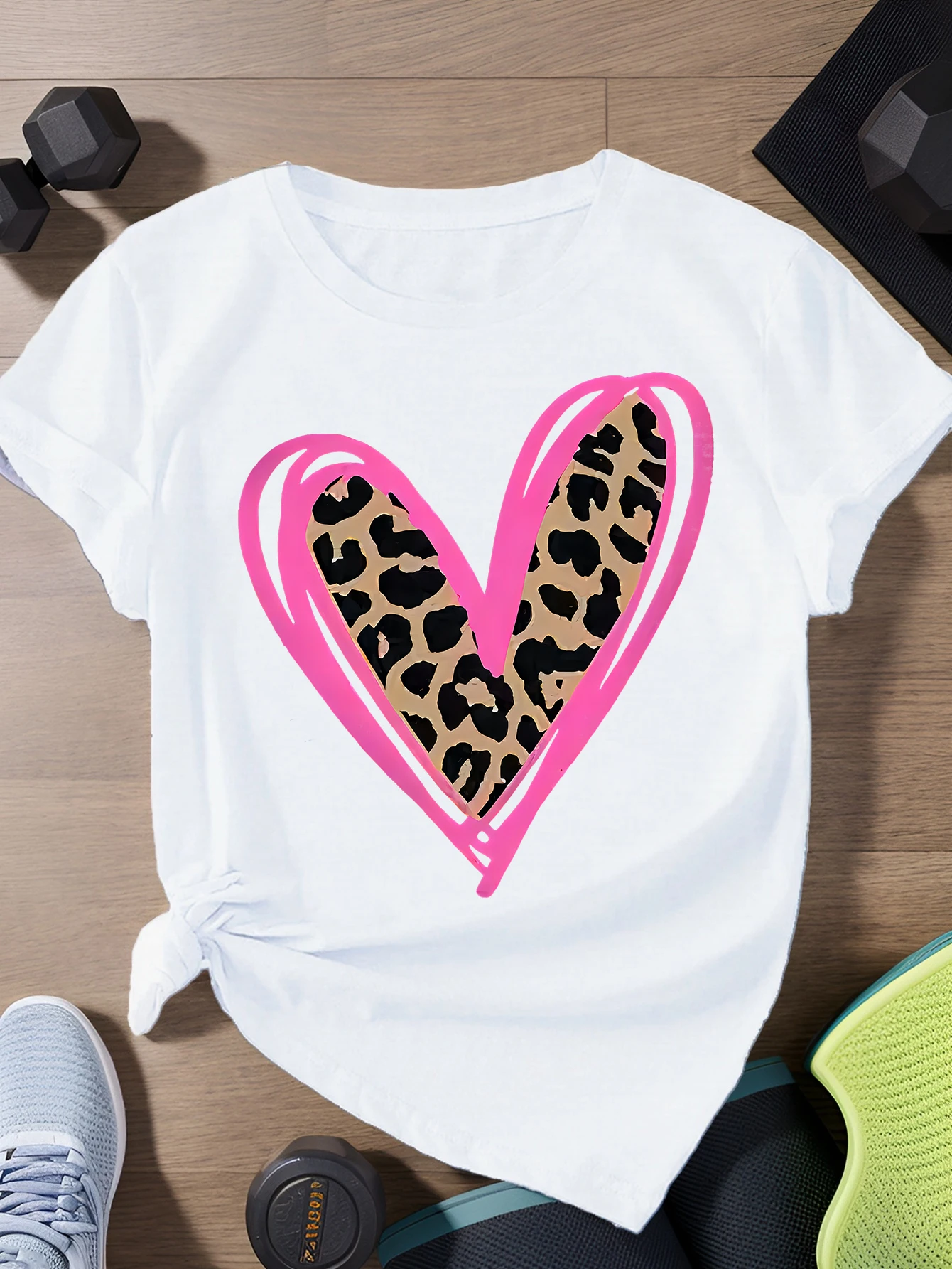 

Leopard Print Graphic Printing Summer Autumn Winter Pure Cotton Men's and Women's T-shirts Short Sleeves Luxury Outdoor Sports