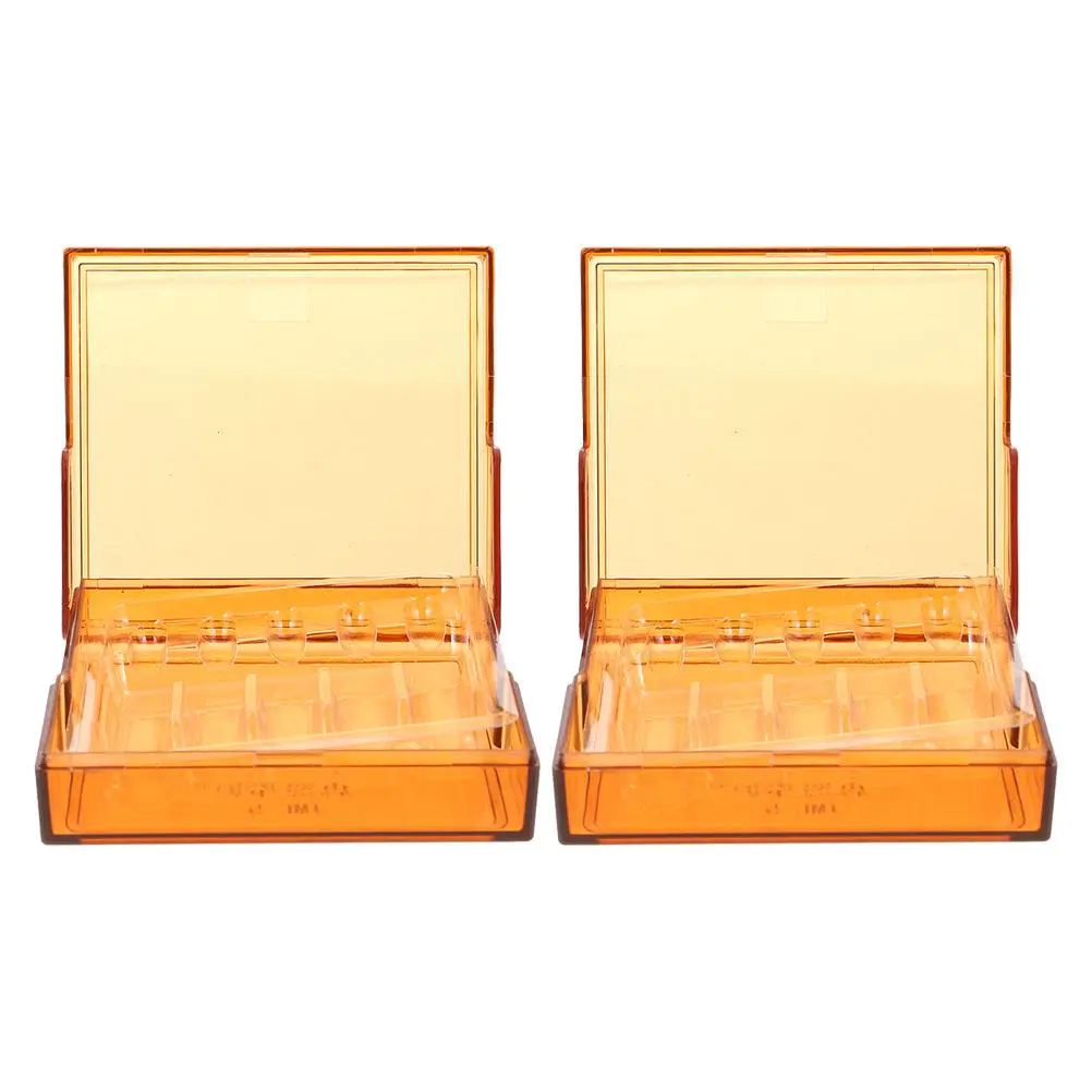 2Pcs Ampoule Case Amber Color Lightproof Injection Storage Case Lid Holds 5 Bottle 1Ml Emergency Storage Organizer